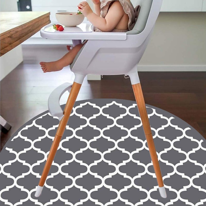 CLCROBD Round Splat Mat for Under High Chair/Arts/Crafts by , 53" Baby Anti-Slip Food Splash and Spill Mat for Eating Mess, Waterproof Floor Protector and Table Cloth (Round Lattice) - Image 3
